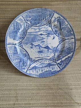 Vintage San Francisco Oakland Bay Bridge & Treasure Island Collector Plate Blue